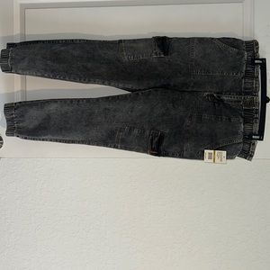 GIRLS PLUS 13/31 GREY ANKLE CROP CARGO SKINNY JEAN